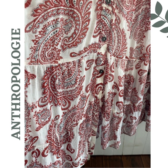 Anthropologie Aleah Allaire Paisley Maxi Dress Ivory Terracotta Paisley Size 1X - Picture 8 of 13